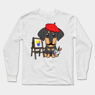 Funny dachshund is a painter Long Sleeve T-Shirt